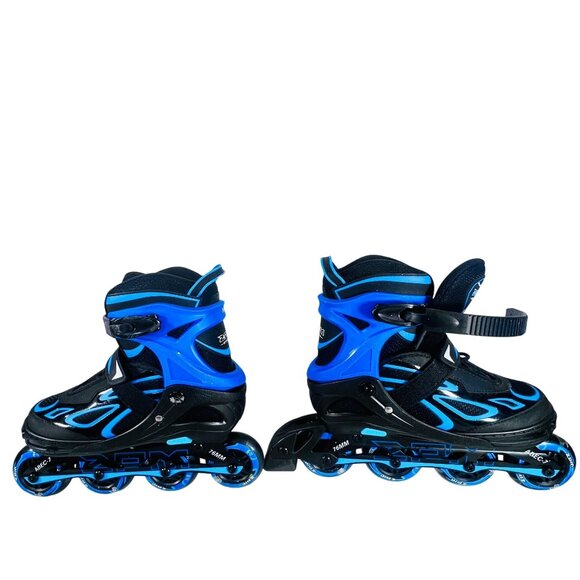Inline Skates ZPM Adjustable Large 7-10.5 Blue & Black 4-Wheel Design Flashing - Picture 1 of 12
